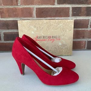 American Rag Afelix Red fabric Round Toe Cone Heel Pumps Women's US size 7.5 M